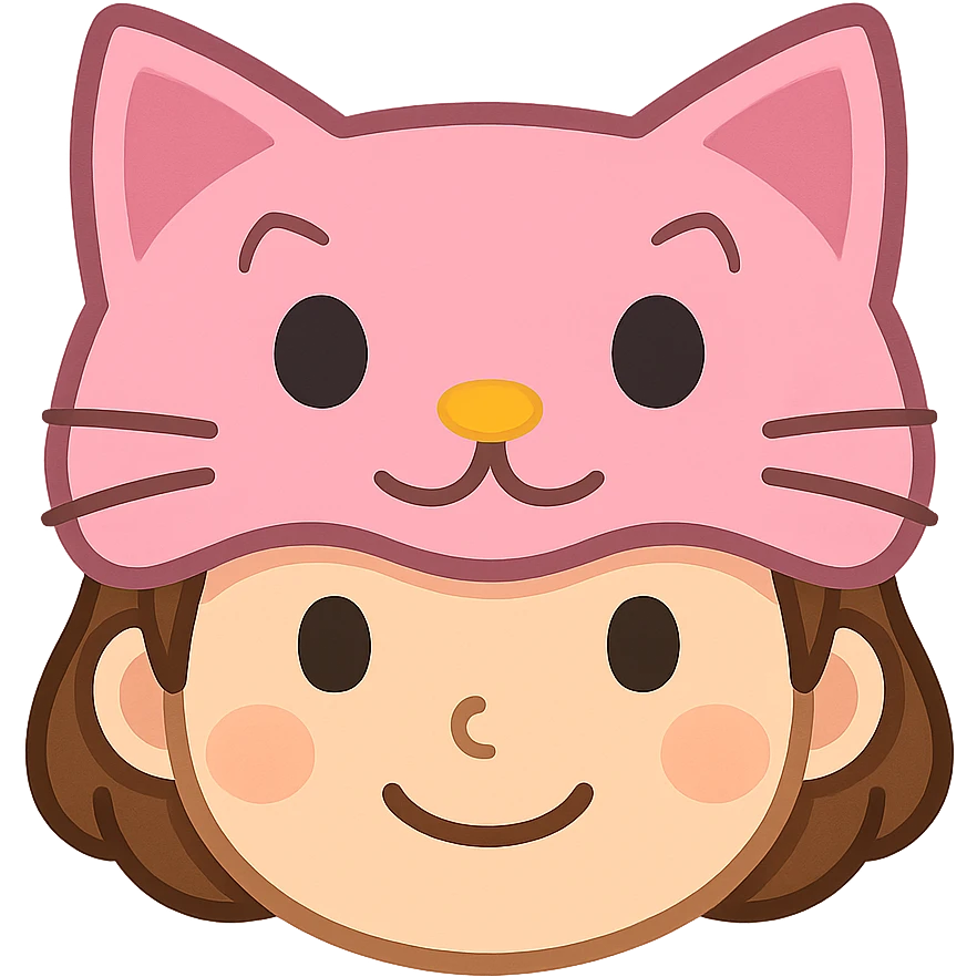 face with pink cat mask emoji, digital illustration emoji