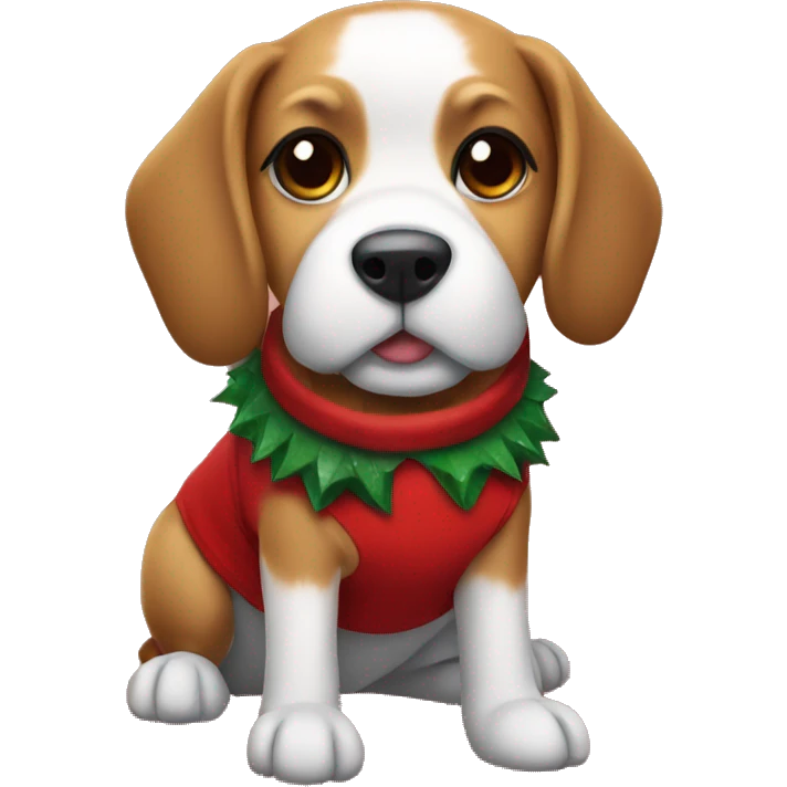 Dog wearing a Christmas outfit emoji