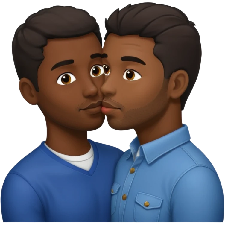 The black guy, kissing a white guy With dark hair emoji