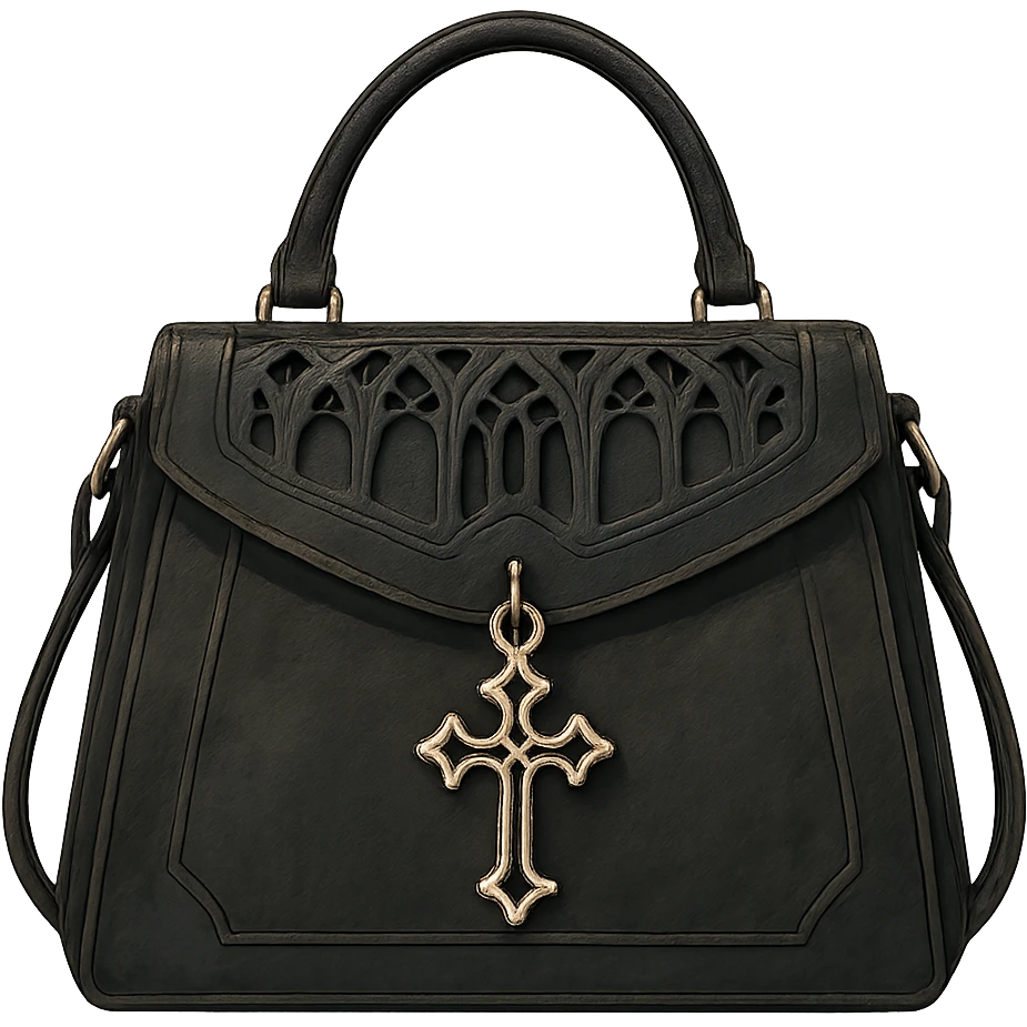 Back white gothic purse without background emoji