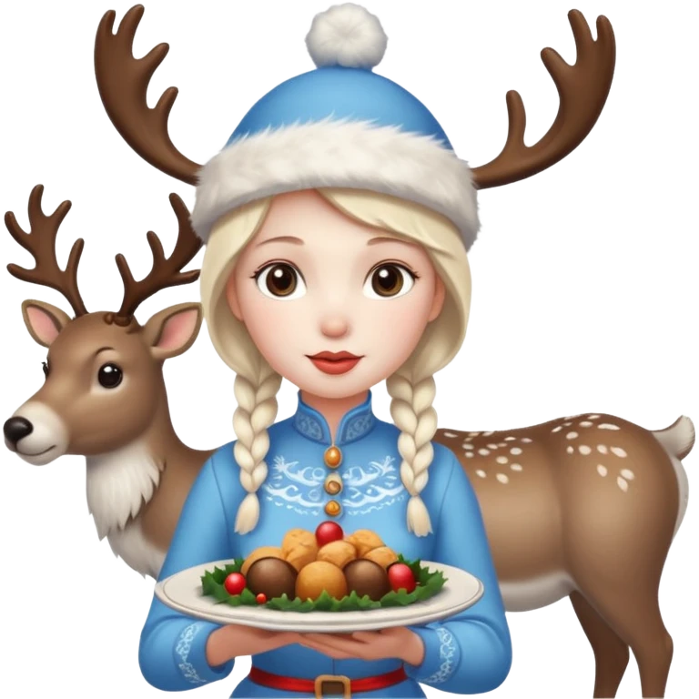 please include christmas attributes: deer, food, santa, snow maid emoji