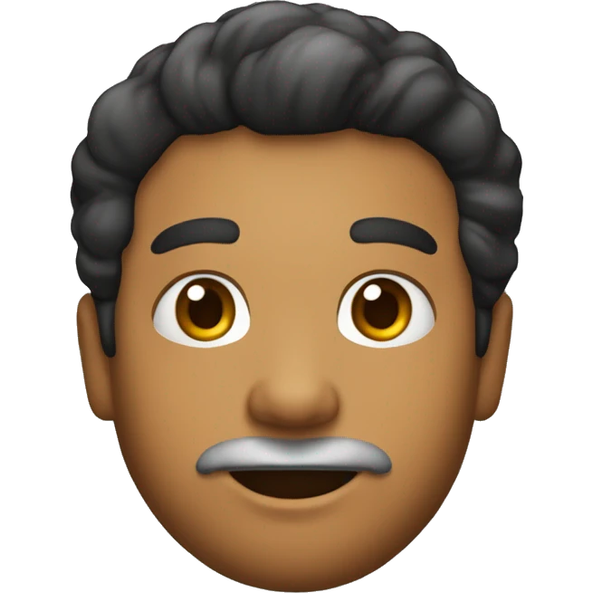 Menino pele morena , com cabelo crespo e barba fechada preta , segurando uma câmera e sorrindo  emoji