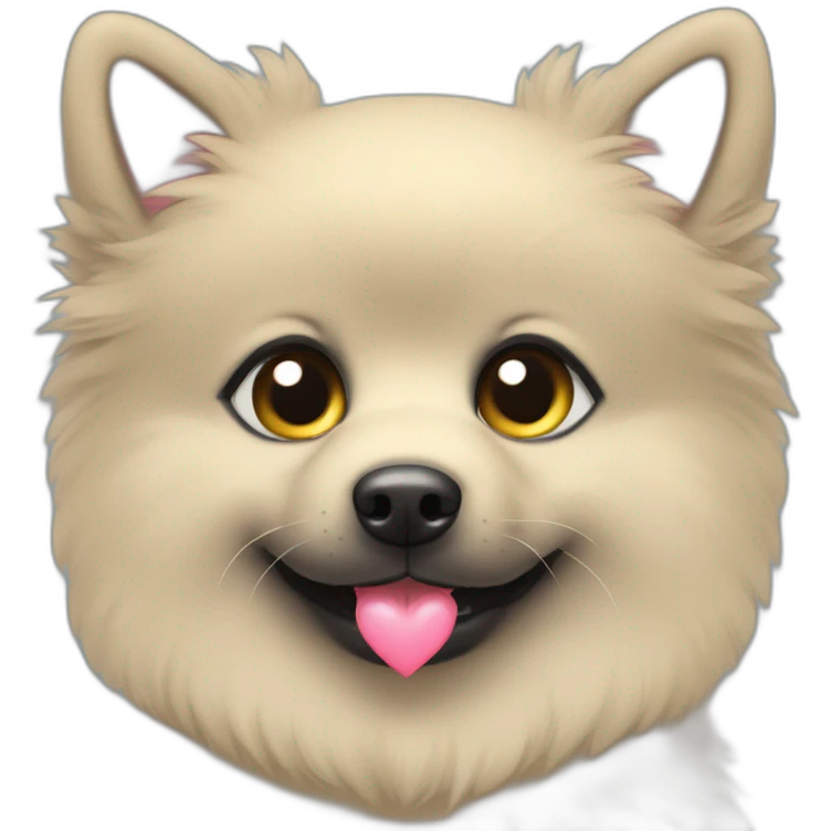 Little black spitz with heart emoji