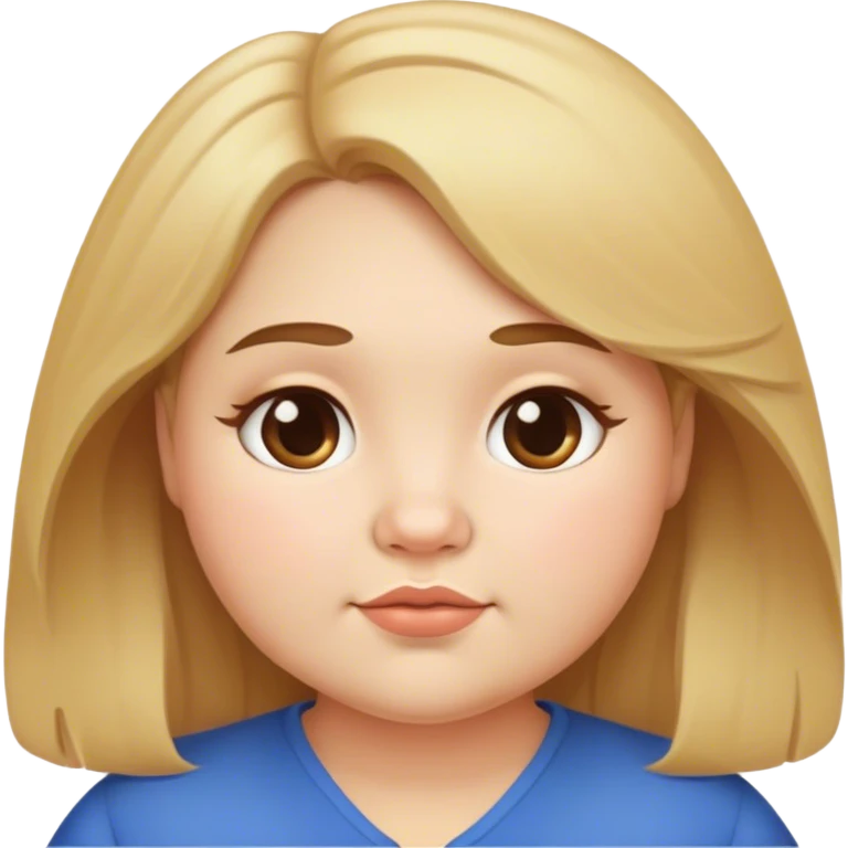 a woman with blond brown hair, chubby cheeks, small eyes emoji