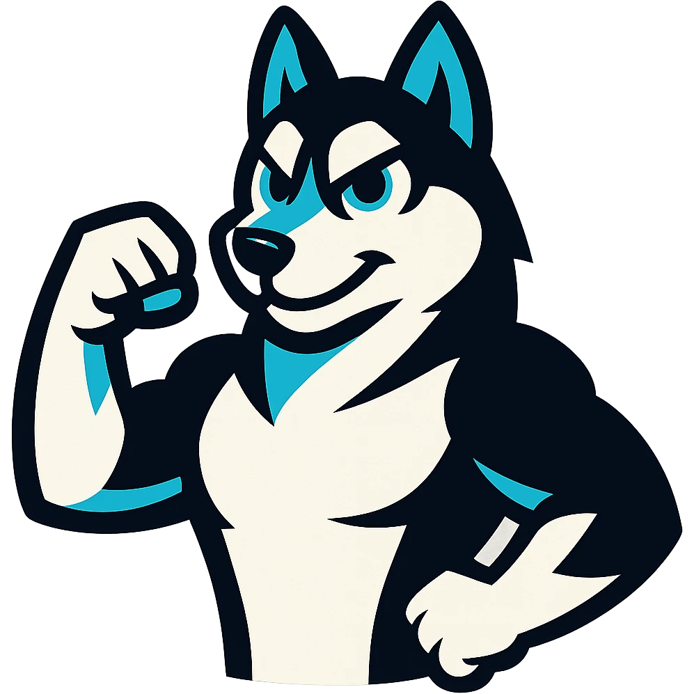 спортклуб маскот хаски, белый, черный, голубой, vibrant toon style emoji