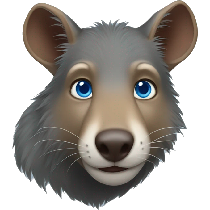 An agouti wolf with blue eyes emoji