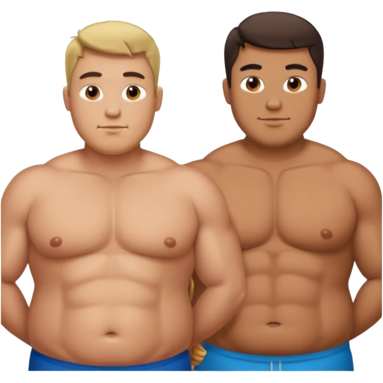 two men "before/after" the same but first fat then muscular emoji