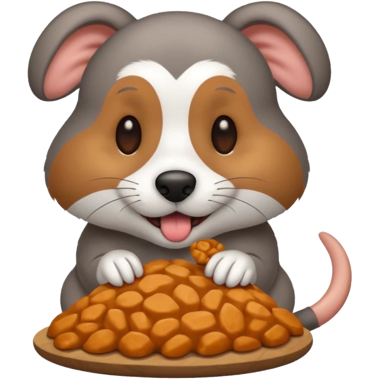 Dog eating a rat emoji