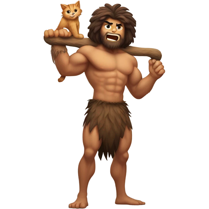 Hot caveman and cat emoji