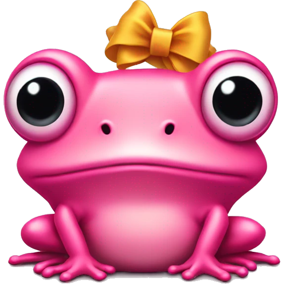 pink frog with bow on its head emoji