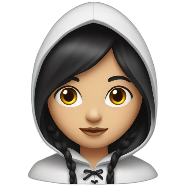 red-ridding-hood-long-straight-black-hair-with-white-streak-hair emoji