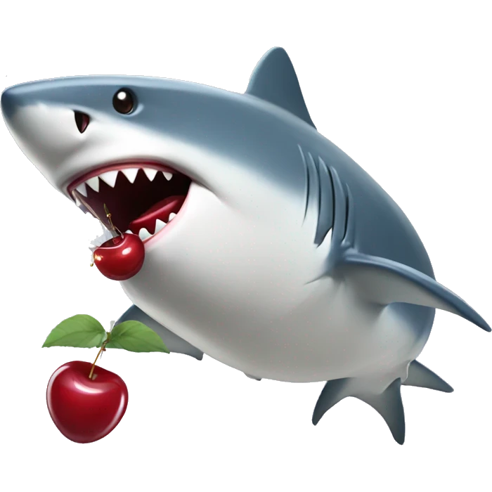 Shark with a cherry in its mouth emoji