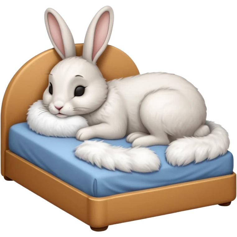 cartoon rabbit sleeping soundly in a big bed with its eyes closed emoji