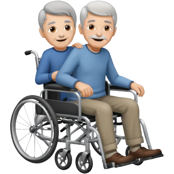 Old man in wheelchair when pushed by kid emoji