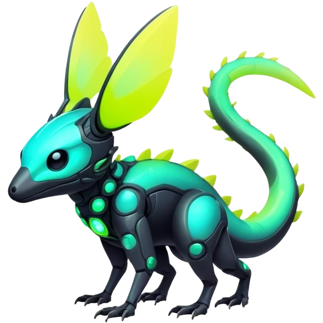 futuristic lush warm-colored neon-colored Fakémon-Trico-creature (full body) emoji
