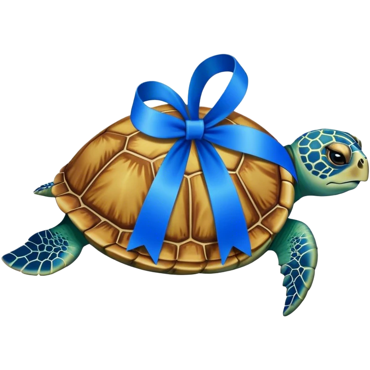Sea turtles with blue colorectal ribbon emoji
