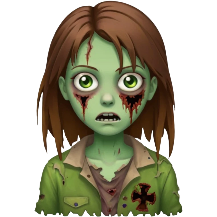 girl zombie with brown hair and green eyes emoji