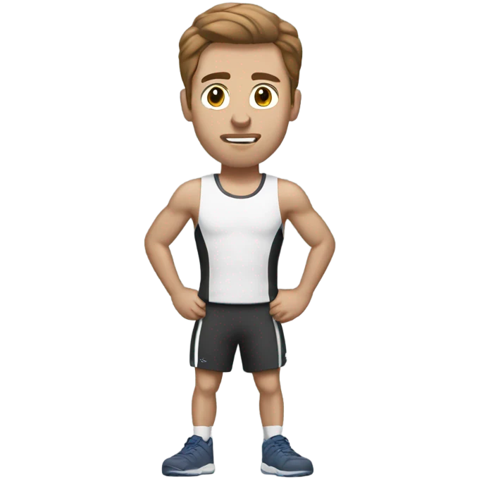 white man with brown hair doing athletics emoji