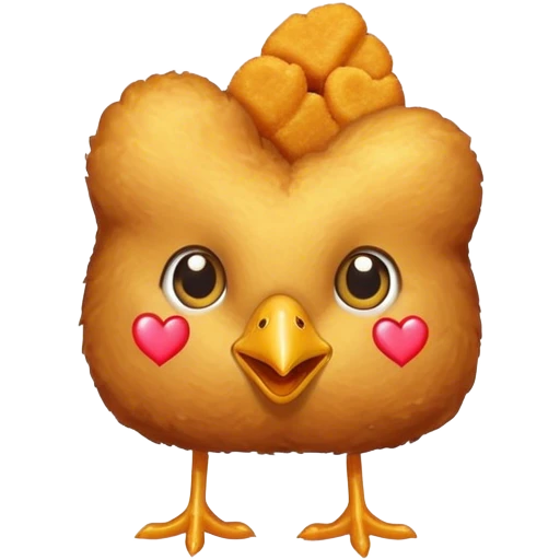 Chicken nuggets with eyes and a heart emoji