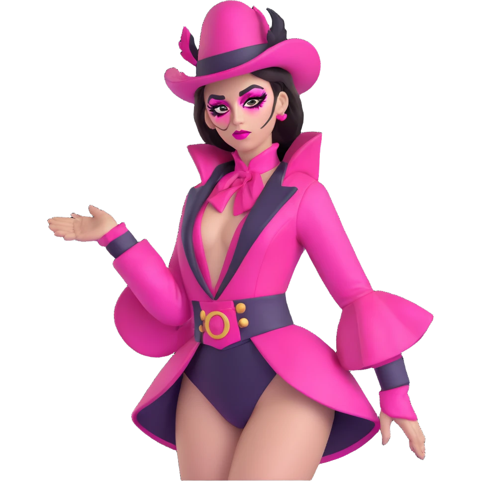 Chappell Roan with bold pink makeup and dramatic stage outfit emoji
