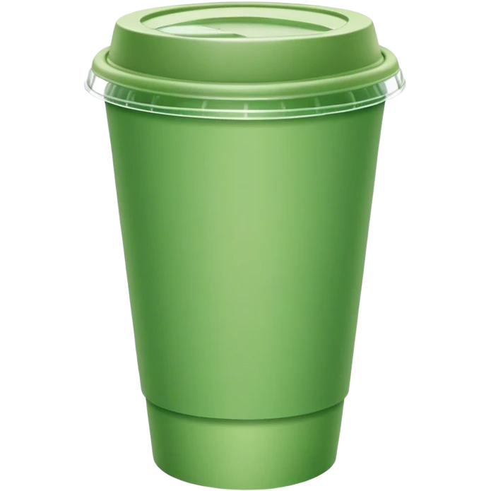 green paper short  cup with transparent plastic lid on top emoji