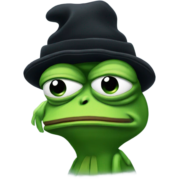 sad pepe the frog in black winter hat emoji
