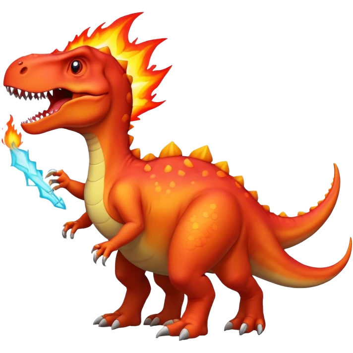 a dinosaur with fire emoji