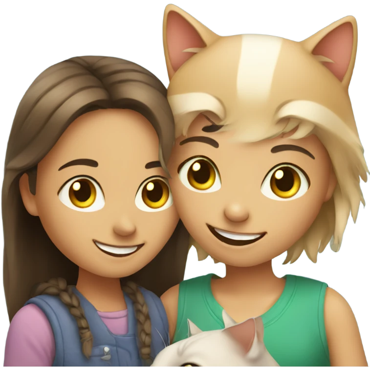 smiling girl with cat indoors emoji