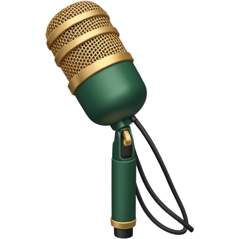 microphone dark green with beige details, concise design, side view, emoji style emoji