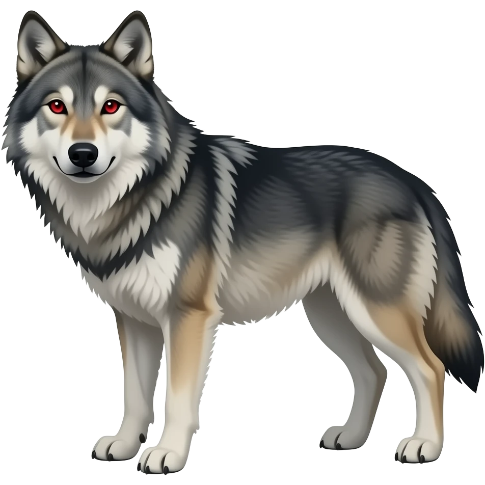 realistic wolf with red eyes emoji