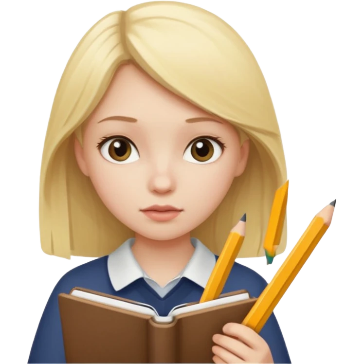 Blonde girl studyng emoji