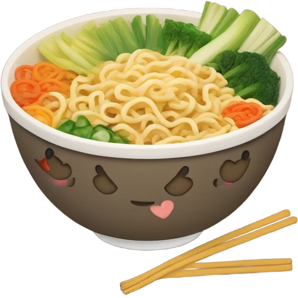Ramen noodles with hearts emoji