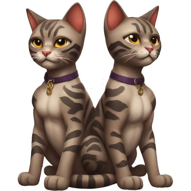 two muscular cats with lucky 13 tattoos emoji
