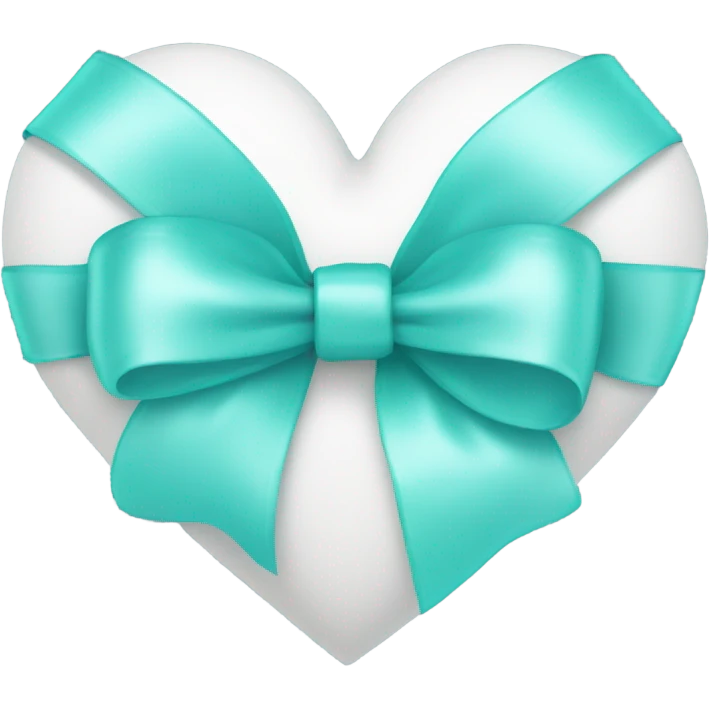 A white heart with an aqua bow  emoji