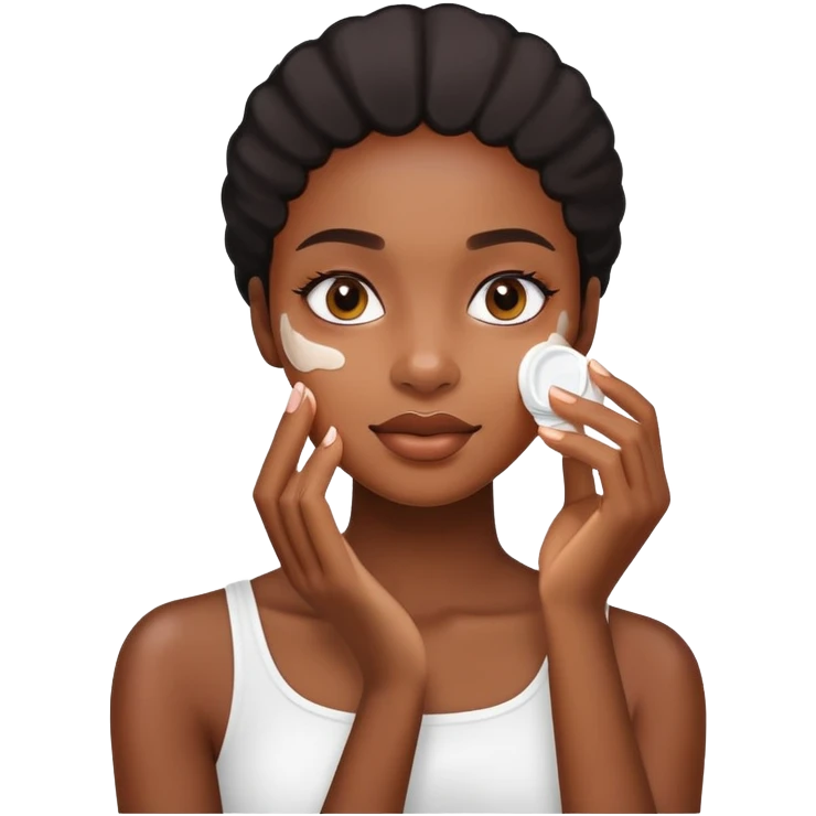 Black girl applying face cream for skincare routine emoji
