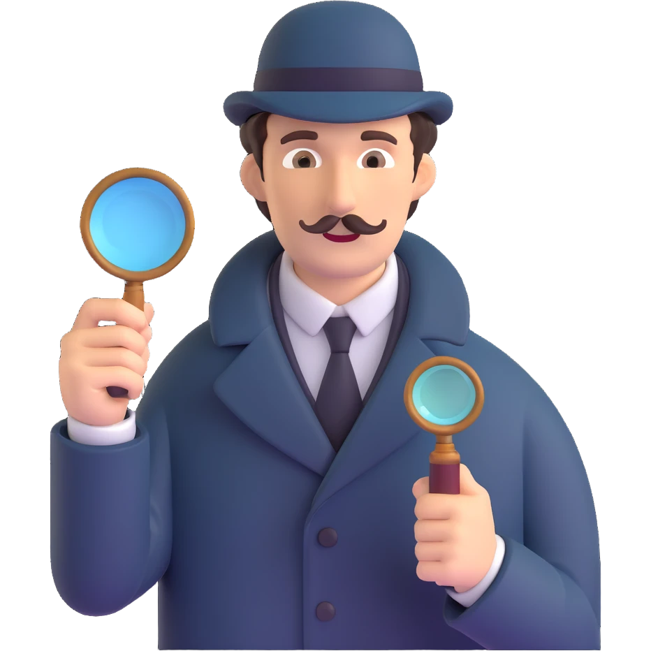 sherlock holmes detective with pipe and magnifying glass emoji