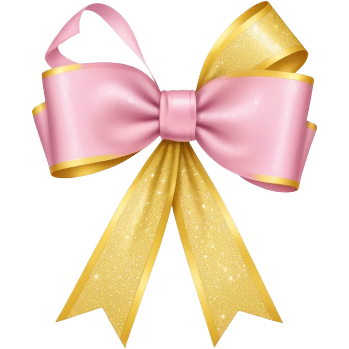 Create an emoji with light yellow glitter around a light pink ribbon in the iPhone emoji style. emoji