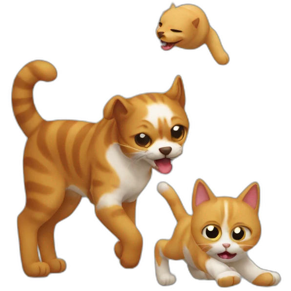 Cat ramming dog emoji
