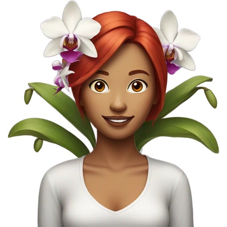 orchid and women with red hair emoji