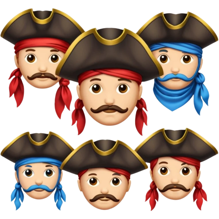 Je veux un tableau de stickers pour mon clan lak khawarizmi notre symbol est les pirat au chapeaux rouge , est un autre tableau de stickers écharpe de ton choix pour mon clan emoji