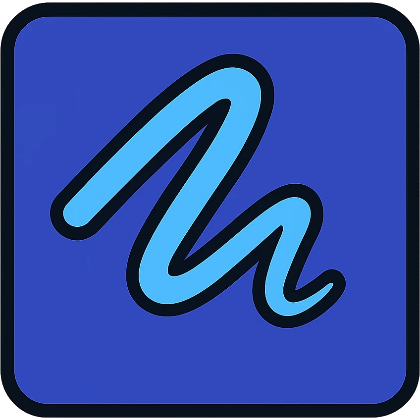 Clone the reference image creating a simple vector icon with the same light blue curved stroke on a blue background, maintaining a minimalist style. emoji
