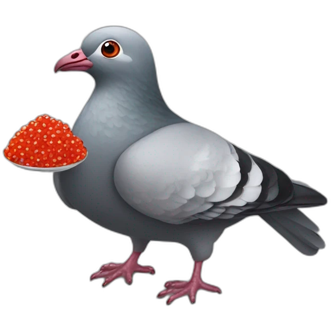 pidgeon with red caviar emoji
