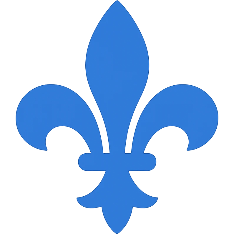blue fleur-de-lys icon, minimal flat icon style, no text emoji