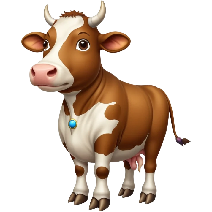 cow with body as planet Saturn with visible rings and gigantic human feet emoji