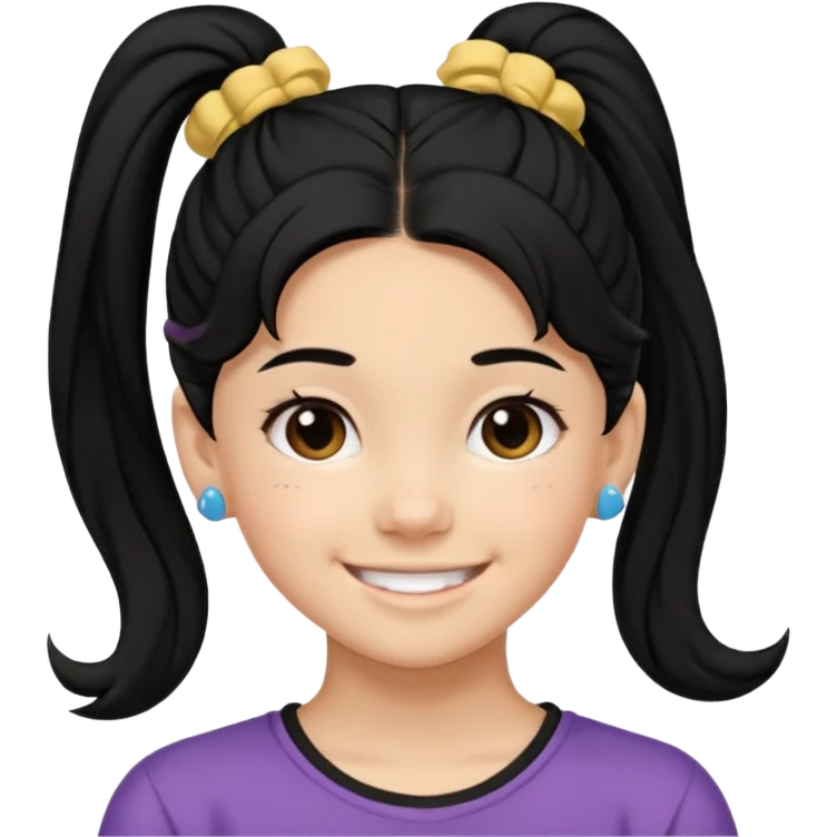 Teen girl with scrunchie ponytail black hair emoji