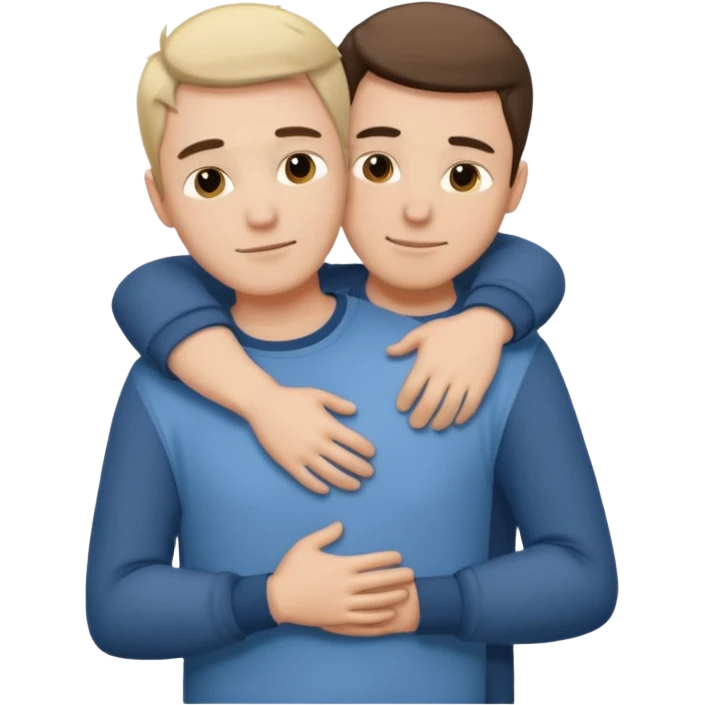 Two males hugging for comfort emoji