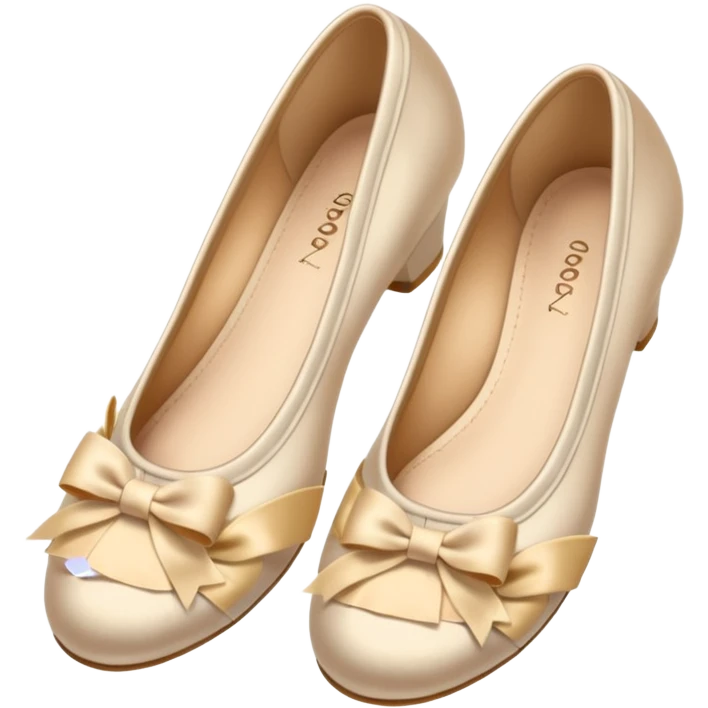 Beige silk ballerina shoes with bows emoji