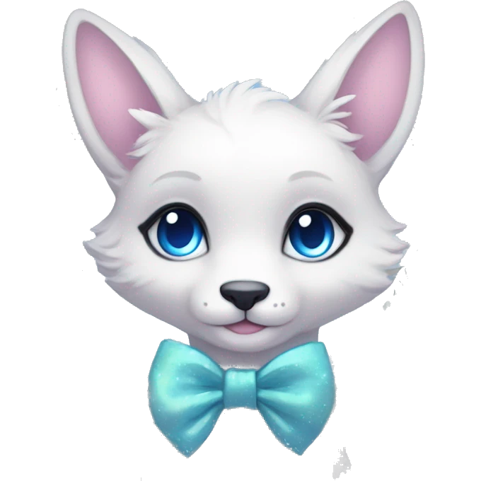Anthro Cute Cool Pastel Kawaii gorgeous sparkly ethereal fantasy animal creature with blue eyes furry sona with flowers and bow tie beautiful aesthetic emoji