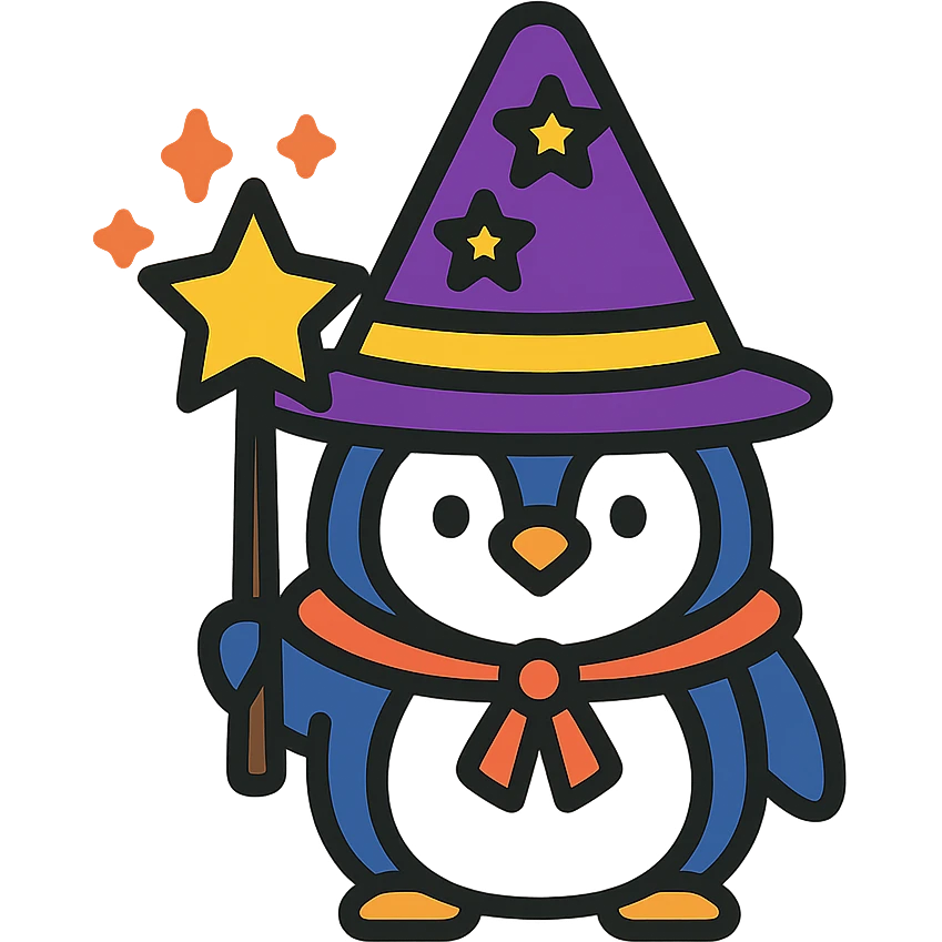 A penguin wizard emoji