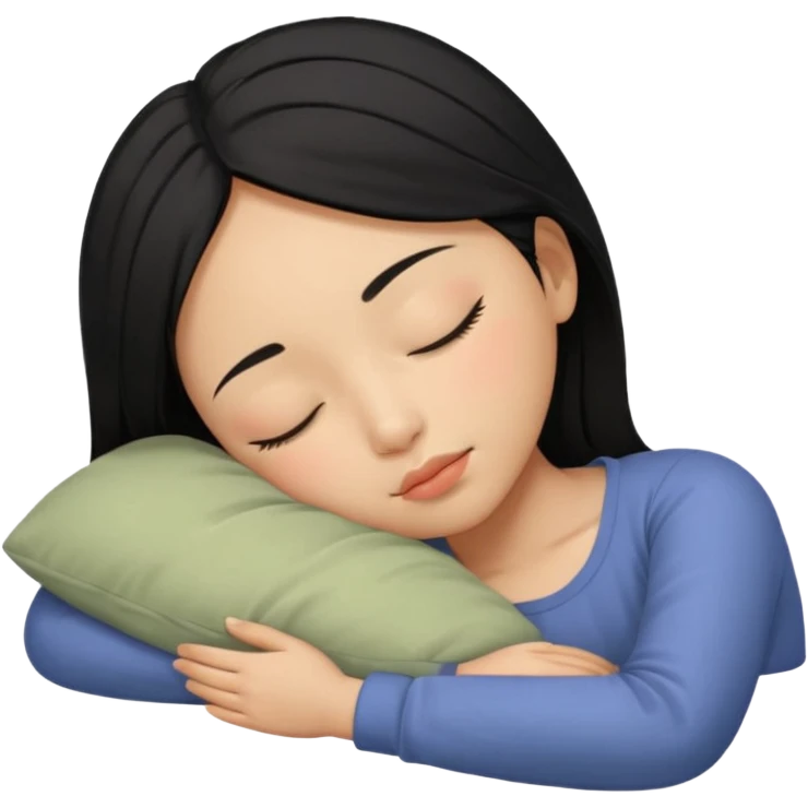 Black haired, olive-skinned Asian girl sleeping alone  emoji